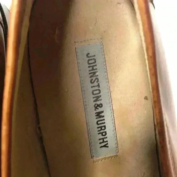 Johnston and Murphy Mens 10M Honey Tan Speckled Slip on Tasseled Leather Loafers - Picture 3 of 10